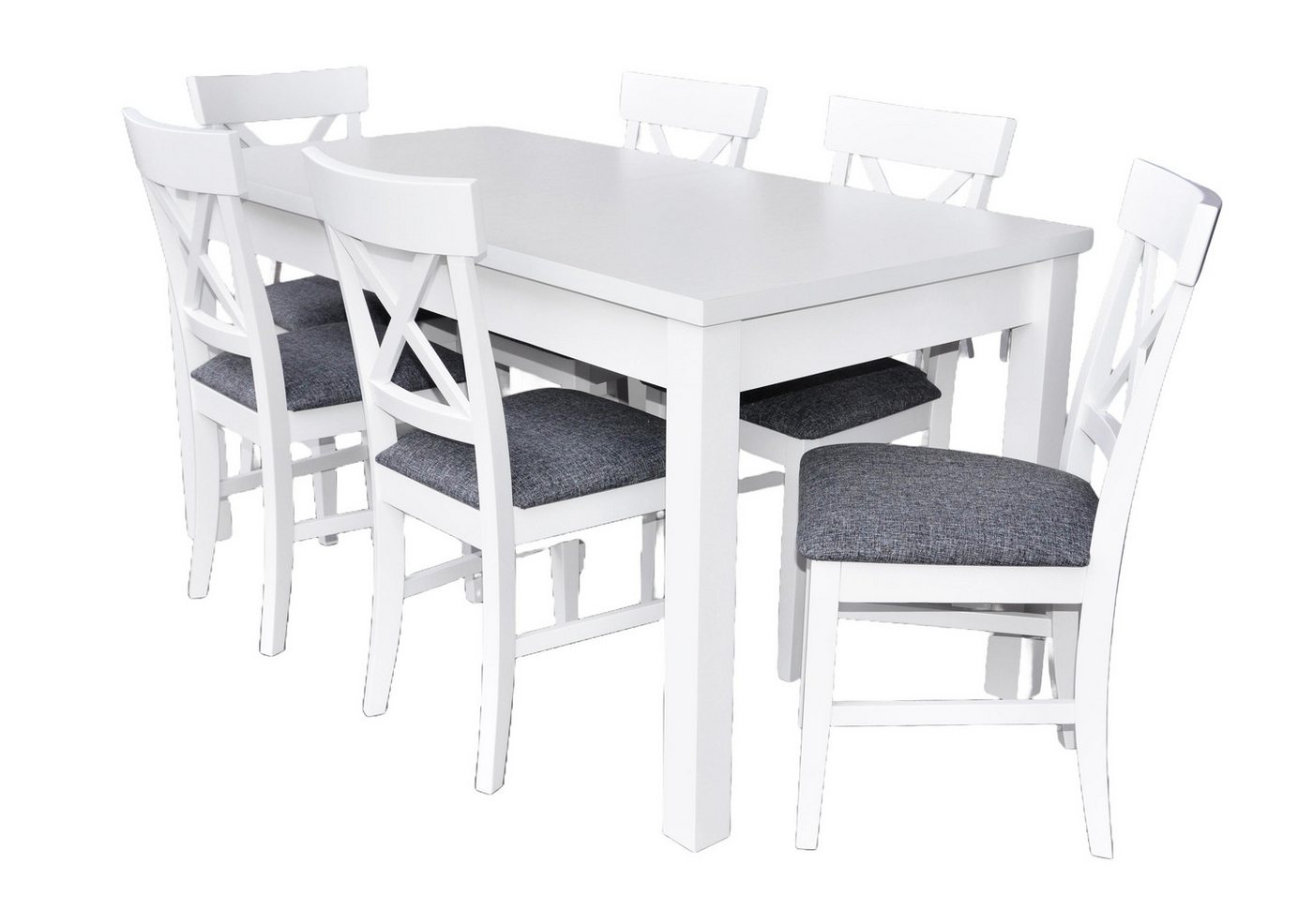 Xlmoebel Essgruppe Esszimmermöbel im Landhausstil - Esstisch mit 6 Stühlen Set, (Essgruppe S18-K64 Tisch + 6 Stühle Komplett), Hergestellt in Europa von Xlmoebel