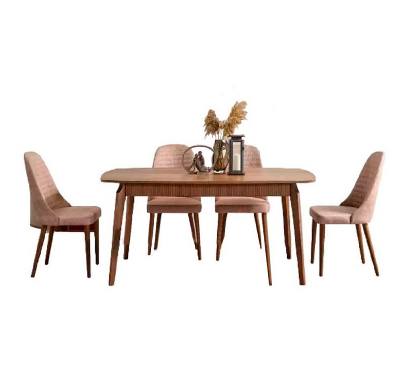 Xlmoebel Essgruppe Esszimmertisch-Set mit 4 Stühlen und Holztisch, 5-teilig, (5-tlg., 1x Esstisch + 4х Stühle), Hergestellt in Europa von Xlmoebel