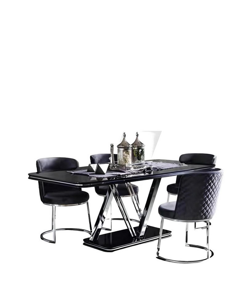 Xlmoebel Essgruppe Esszimmertisch Set mit schwarzer Design-Esstisch und 4 Stühlen, (5tlg.Esszimmer Set (Esstisch + 4x Stühle), Hergestellt in Europa von Xlmoebel