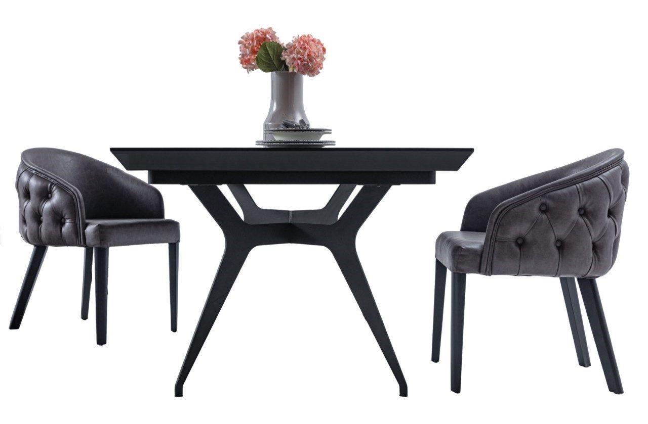Xlmoebel Essgruppe Exklusives Ensemble: Esstisch mit 6 Stühlen, Design-Ledersitze, (7tlg Esszimmer Set (Esstisch + 6x Stühle), Hergestellt in Europa von Xlmoebel