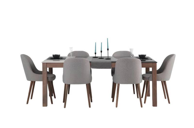 Xlmoebel Essgruppe Hochwertiges Esszimmer-Ensemble mit Esstisch und 6 Stühlen in Schwarz, (7-tlg., 7tlg.Esszimmer Set (Esstisch+6x Stühle), Hergestellt in Europa von Xlmoebel