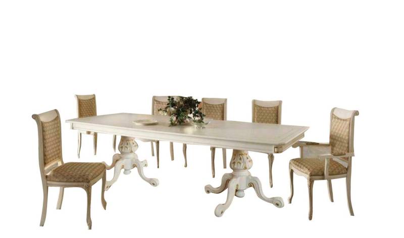 Xlmoebel Essgruppe Klassischer Esstisch Holz Esszimmer Garnitur 6x Set Stühle, (7-tlg., Esstisch + 6x Stühle), Hergestellt in Europa von Xlmoebel