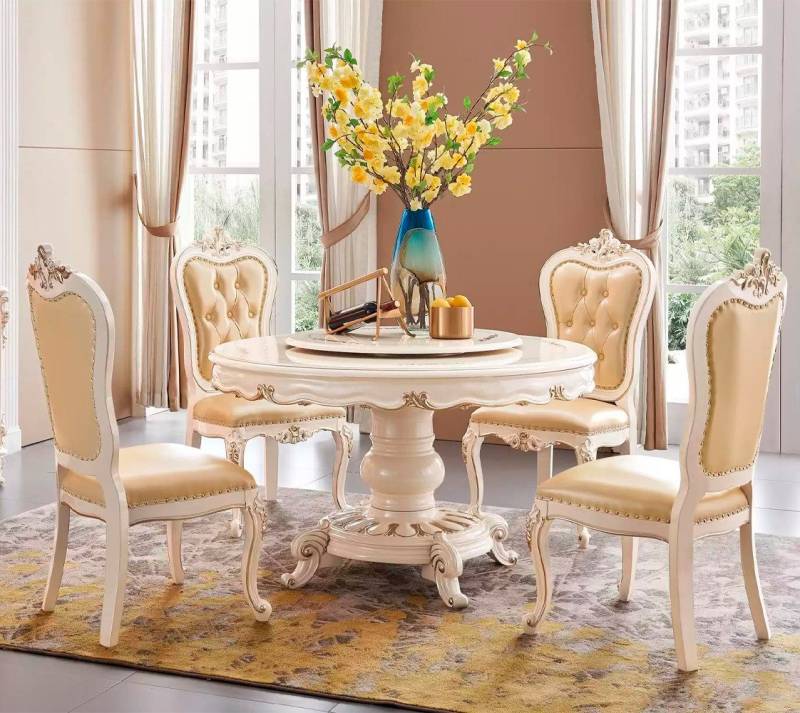 Xlmoebel Essgruppe Luxuriöses Esszimmer Ensemble mit klassischem Esstisch und 4 Stühlen -, (5tlg. Esszimmer Set (Esstisch + 4x Stühle), Hergestellt in Europa von Xlmoebel