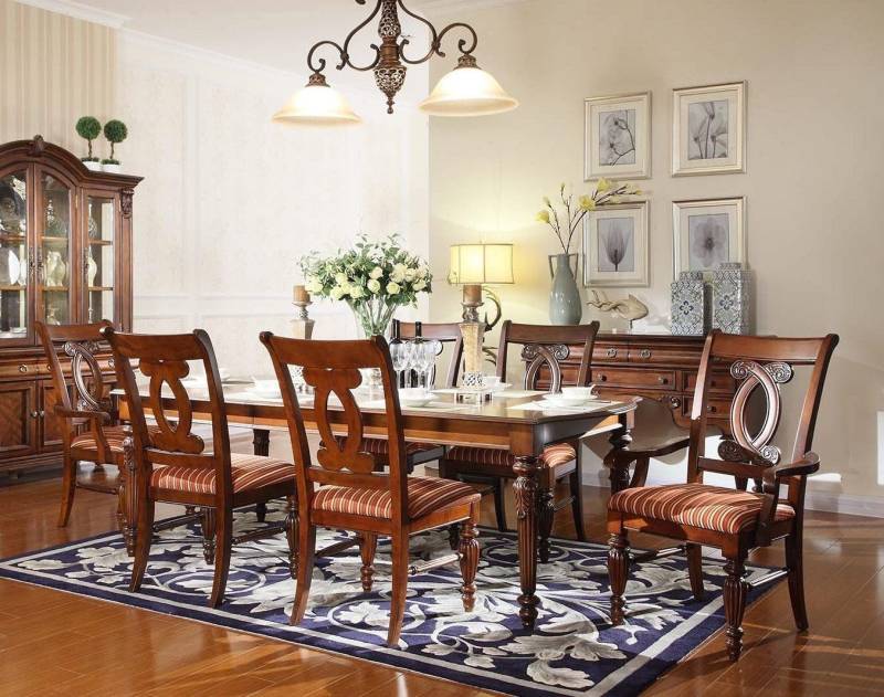 Xlmoebel Esszimmer-Set Esszimmer Esstisch 4x Stuhl 2x Stuhl Garnitur Set 7tlg Luxus Holz, (7-St., 7tlg.Esszimmer Set (Esstisch + 4x Stuhle + 2x Stuhl mit-Armlehnen), Hergestellt in Europa von Xlmoebel