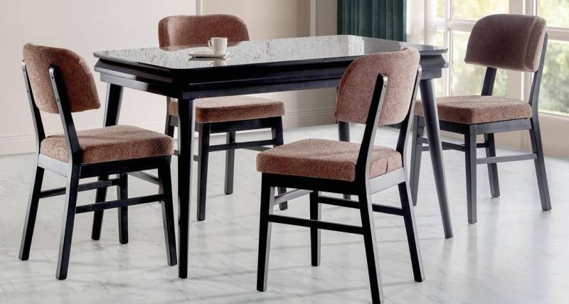Xlmoebel Essgruppe Luxuriöses Schwarzes Esszimmer-Set mit 4 Stühlen, (5tlg.Esszimmer Set(Esstisch+4x Stühle), Hergestellt in Europa von Xlmoebel