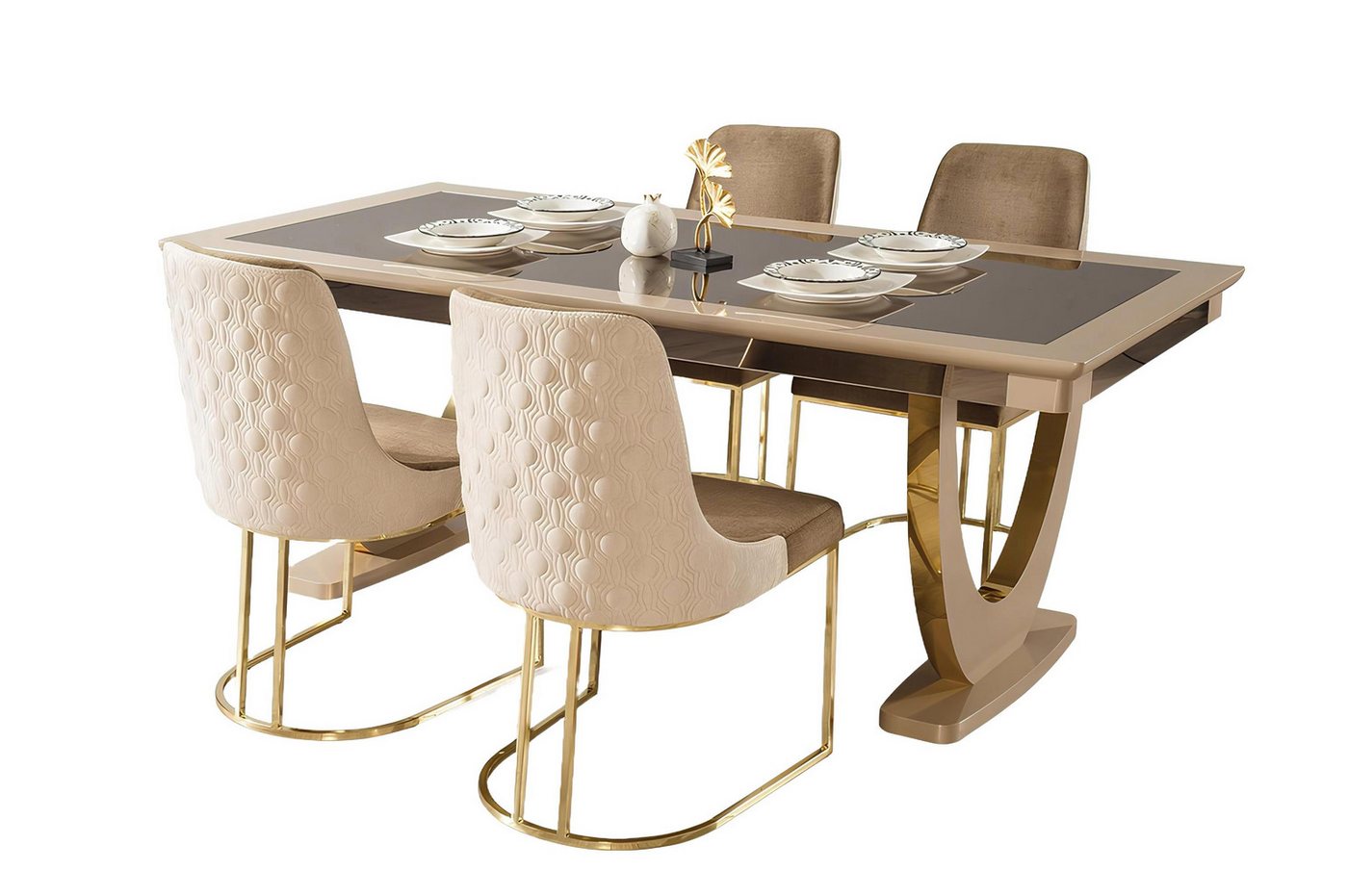 Xlmoebel Essgruppe Mahlzeitenset Ensemble Esstisch Tafel 4x Armlehnstühle Stuhl Sets, (5-tlg., 5tlg. Esszimmer Set (Esstisch+4X Stühle), Hergestellt in Europa von Xlmoebel