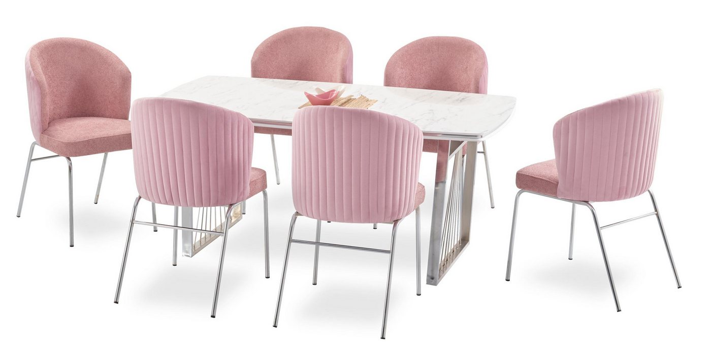 Xlmoebel Essgruppe Mahlzeitenset mit Esstisch und 6 Stühlen - Moderner Tisch, (7 tlg.Esszimmer Set (Esstisch + 6x Stühle), Hergestellt in Europa von Xlmoebel