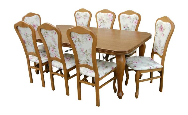 Xlmoebel Essgruppe Modernes Esszimmermöbel-Set mit Vitrine, Esstisch und 6 Stühlen -, (7tlg. Esszimmer Set (Esstisch + 6x Stühle), Hergestellt in Europa von Xlmoebel
