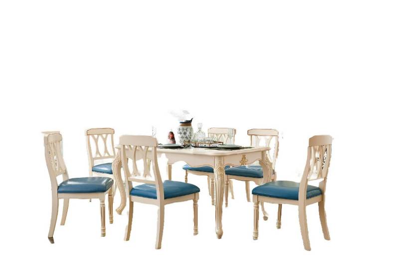 Xlmoebel Essgruppe Neues 7-teiliges Esszimmer-Set aus Holz mit Esstisch 6 Stühlen, Hergestellt in Europa von Xlmoebel
