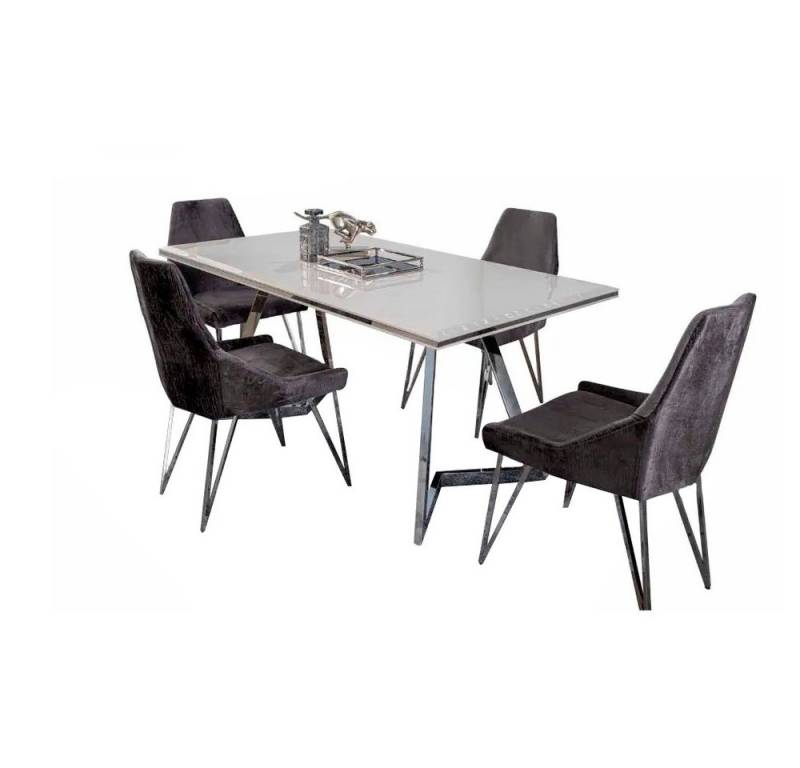 Xlmoebel Essgruppe Neues Esszimmer-Set mit Esstisch und 4 Stühlen aus Metall., (5tlg Esszimmer Set(Esstisch+4x Stühle), Hergestellt in Europa von Xlmoebel