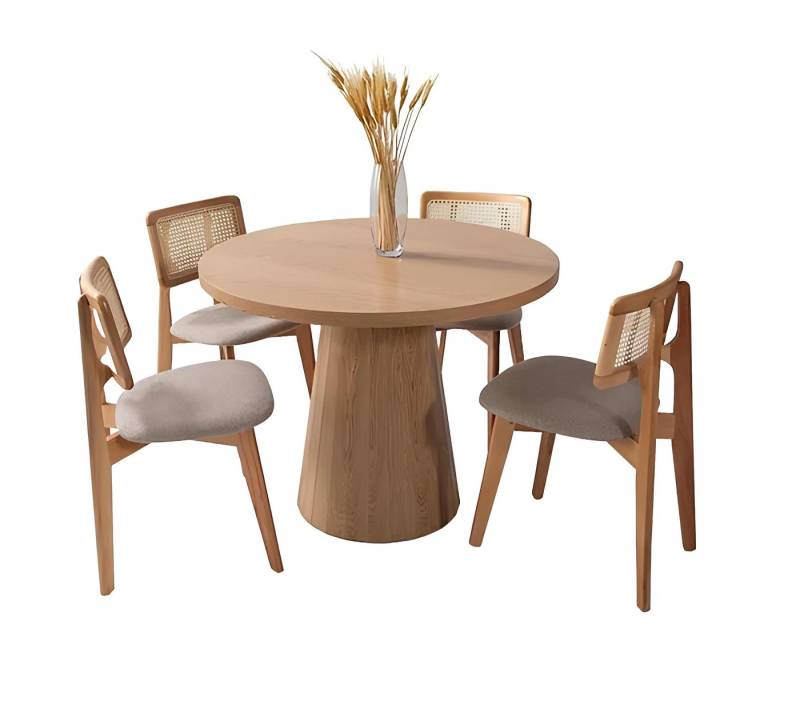 Xlmoebel Essgruppe Runder Esstisch mit 4 Stühlen Küchenensemble Set für Esszimmer, (5tlg. Esszimmer Set(Esstisch + 4x Stühle), Hergestellt in Europa von Xlmoebel