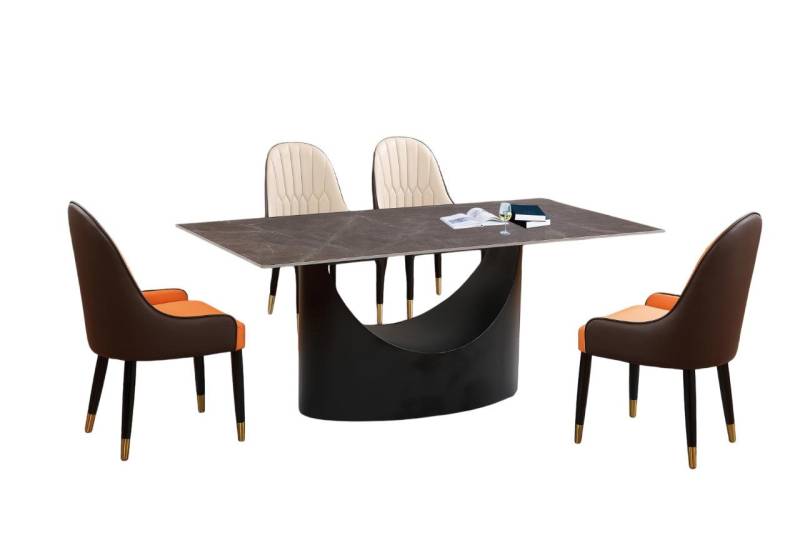Xlmoebel Essgruppe Set mit fünf Teilen klassischer luxuriöser Esszimmermöbel mit Esstisch, (1-tlg., 5tlg. Esszimmer Set (Esstisch + 4x Stühle/ Stuhle), Hergestellt in Europa von Xlmoebel