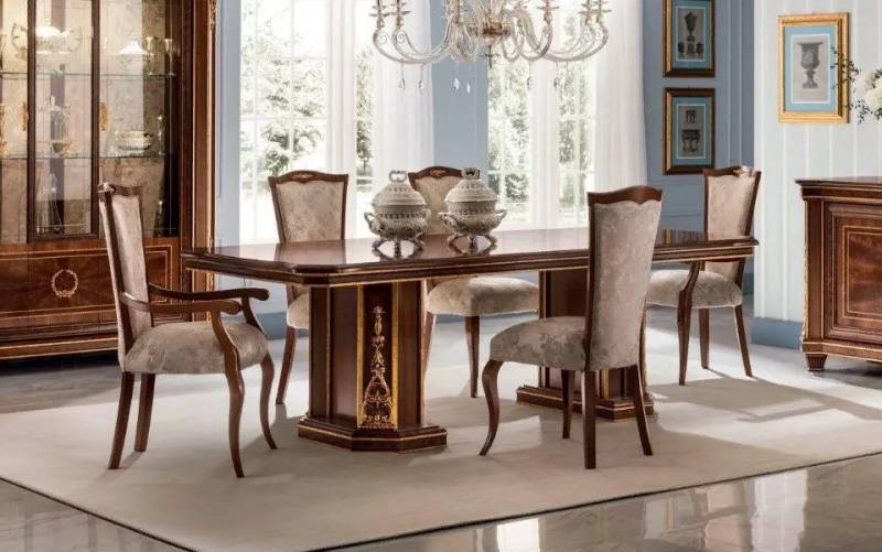 Xlmoebel Essgruppe Tisch + 8x Stuhl Sets Esszimmer Garnitur Holz Komplett Barock Rokoko, Hergestellt in Europa von Xlmoebel