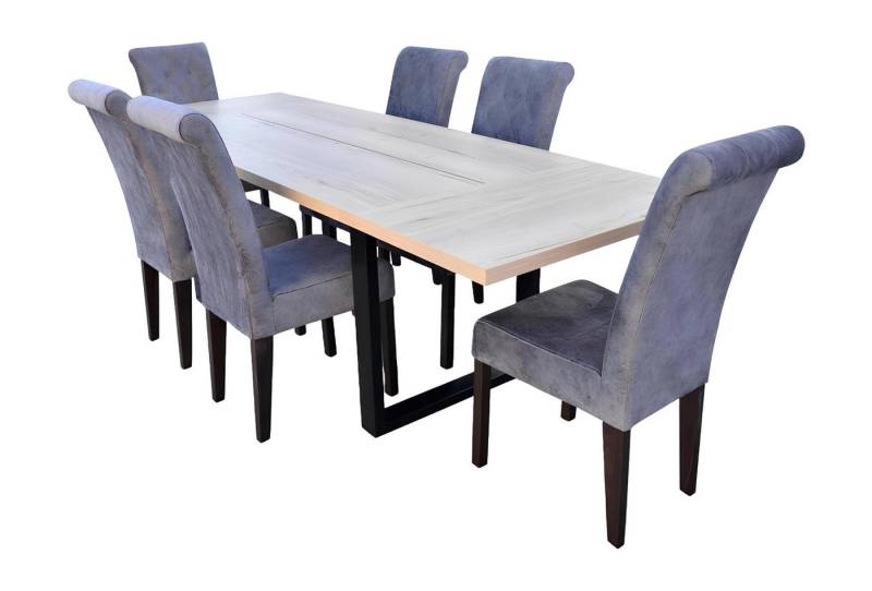 Xlmoebel Essgruppe Traditionelles Esszimmerset mit Esstisch und 6 Stühlen - Komplette, (7tlg. Esszimmer Set (Esstisch + 6x Stühle), Hergestellt in Europa von Xlmoebel