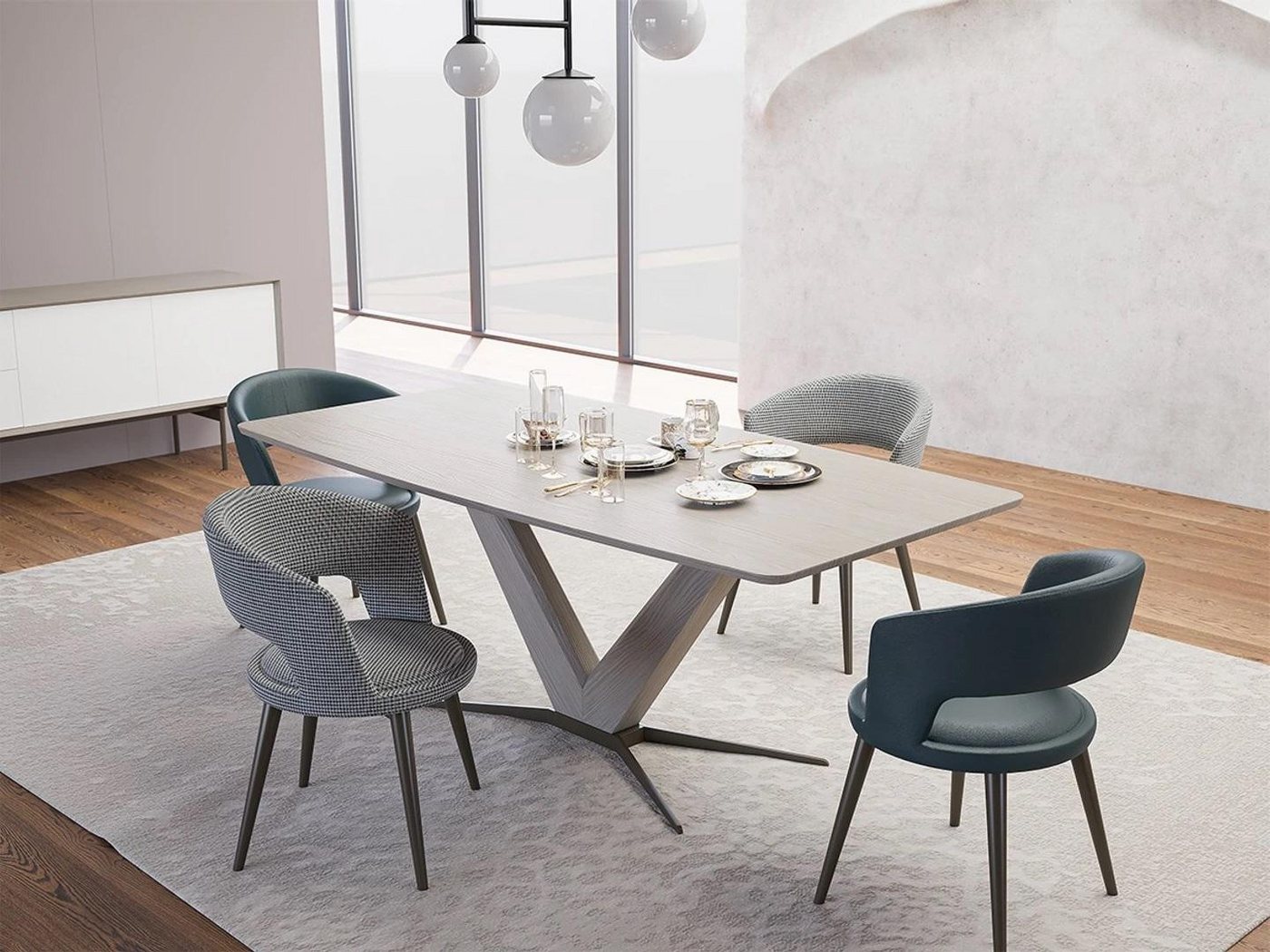 Xlmoebel Essgruppe Vollständiges Esszimmertisch-Set mit Stühlen, modernes Möbeldesign für, (5-tlg., Esszimmer Set 5tlg (Esstisch + 4x Stühle), Hergestellt in Europa von Xlmoebel