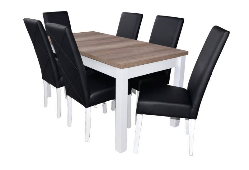 Xlmoebel Esszimmer-Set Vollständiges Set mit 7 modernen Esszimmerstühlen aus Leder, (7-St., Essgruppe S18-K2 Tisch + 6 Stühle Komplett), Hergestellt in Europa von Xlmoebel