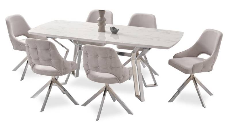 Xlmoebel Essgruppe Zeitgemäßer Esszimmertisch mit 6 Stühlen, (7tlg. Esszimmer Set (Esstisch + 6x Stühle), Hergestellt in Europa von Xlmoebel