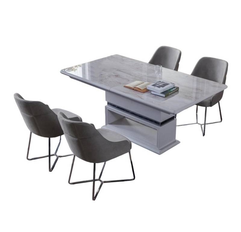 Xlmoebel Essgruppe Zeitgemäßes Esszimmer-Ensemble mit 5-teiligem Esstisch und 4 Stühlen, (5-tlg., 5tlg.Set (Esstisch+4x Stühle), Hergestellt in Europa von Xlmoebel