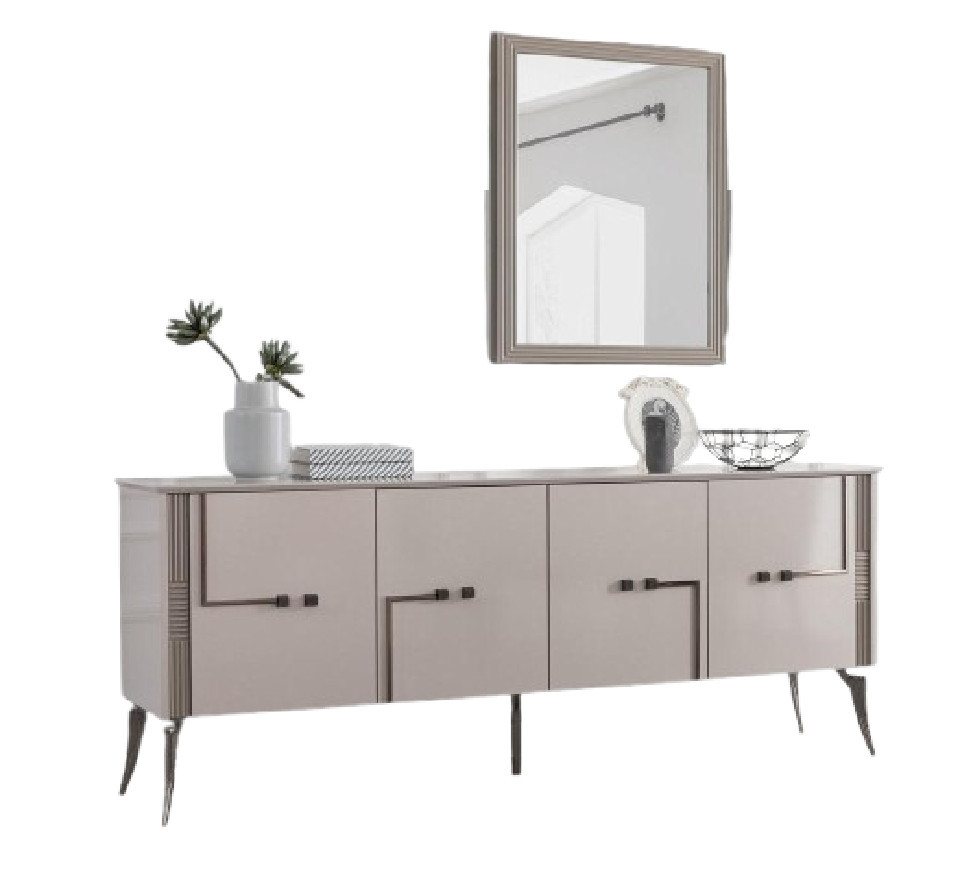 Xlmoebel Sideboard Zeitgemäßes Esszimmer-Set mit Designer-Sideboard, 4 Türen, luxuriösem (2 St., 2tlg.Esszimmer Set (Sideboard + Spiegel), Hergestellt in Europa von Xlmoebel