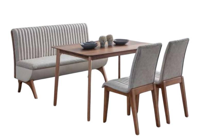 Xlmoebel Essgruppe Zeitgemäßes Weißes Esszimmer-Set mit Designer Esstisch, 2 Stühlen, (4tlg.Esszimmer Set (Esstisch+2x Stühle+Bank), Hergestellt in Europa von Xlmoebel