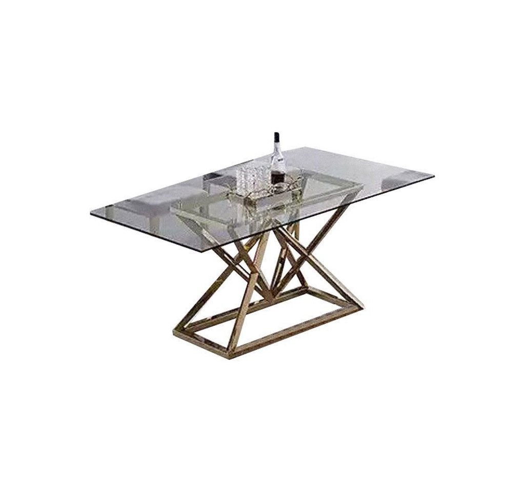 Xlmoebel Esstisch Designer Essbereich Moderner Glasstisch Edelstahlrahmen (1-St., 1x nur Esstisch ohne Stühle), Hergestellt in Europa von Xlmoebel