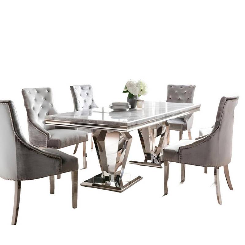 Xlmoebel Esstisch Tisch Esszimmer Wohnzimmer Küche Modernes Design Edelstahl Metallisch (1-St., Esstisch), Hergestellt in Europa von Xlmoebel