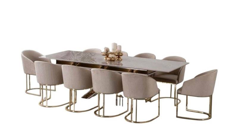 Xlmoebel Essgruppe 11-teiliges Esszimmer-Set mit Edelstahl Stühlen und Esstisch, (11-tlg., Esstisch / 10x Stühle), Hergestellt in Europa von Xlmoebel