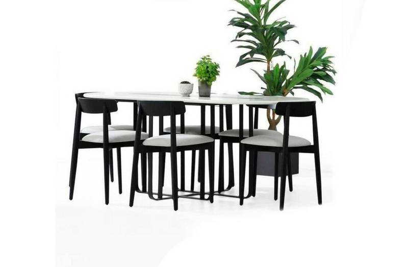 Xlmoebel Esszimmer-Set Essbereich Esszimmertisch Stühle Holzset 5-teilig Weiß Tische Neu, (5-St., Esstisch + 4x Stühle), Hergestellt in Europa von Xlmoebel