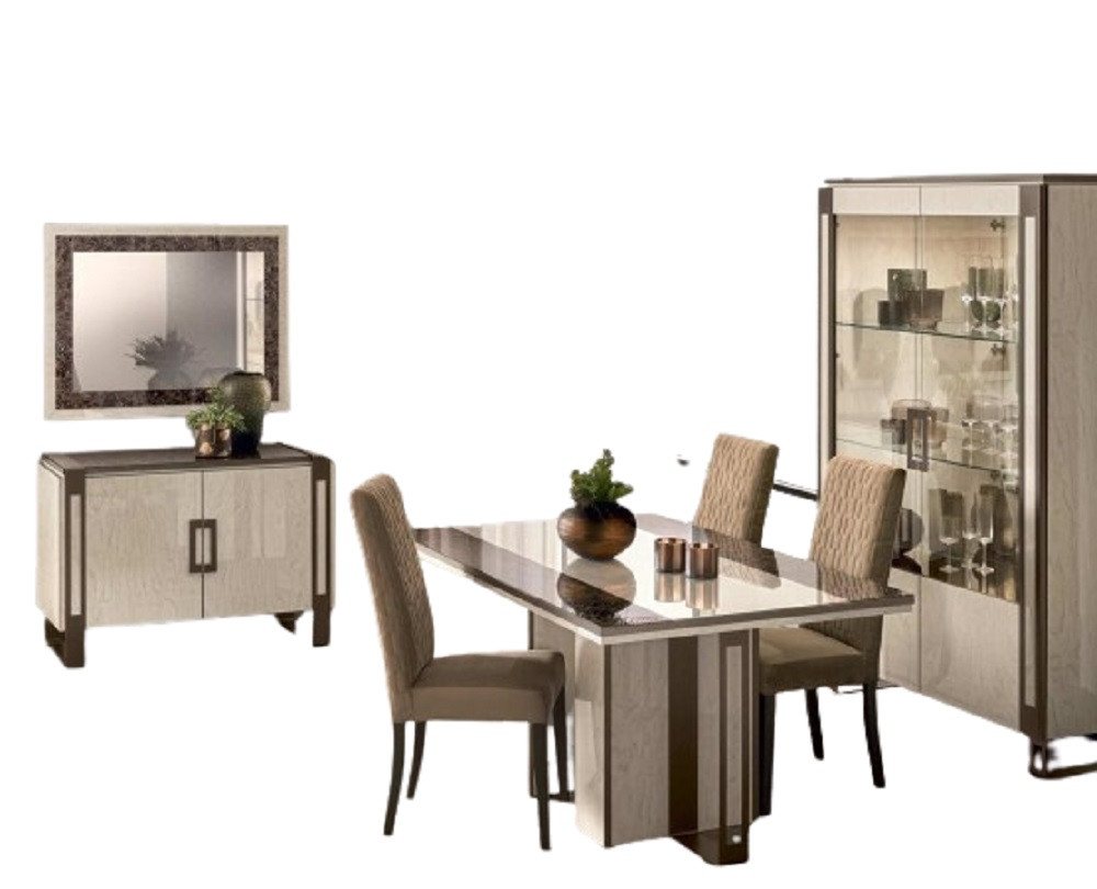 Xlmoebel Esszimmer-Set Essbereich Set 3tlg. Tisch Vitrine Schrank zeitgemäße Esszimmermöbel, (3-St., 1x Esstisch + 1x Vitrine + 1x Kommode), Hergestellt in Europa von Xlmoebel