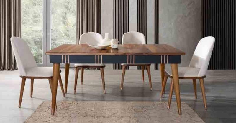 Xlmoebel Essgruppe Esszimmer Garnitur Esstisch Stuhl Set 5tlg. Textil Holz Lehn Stühle, (5-tlg., 1x Esstisch/ 4x Stühle), Hergestellt in Europa von Xlmoebel