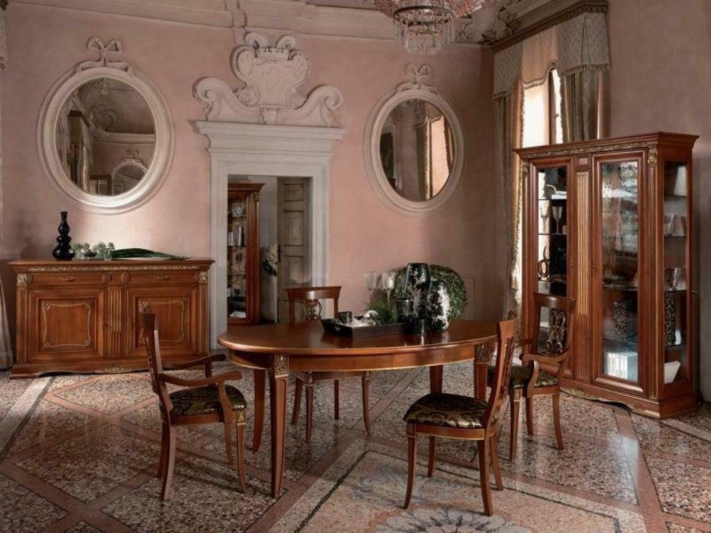 Xlmoebel Esszimmer-Set Esszimmer Garnitur Tisch Anrichte 4x Stühle Vitrine Barock 7tlg., (7-St., Esstisch + Kommode + 4x Stühle + Vitrine), Hergestellt in Europa von Xlmoebel