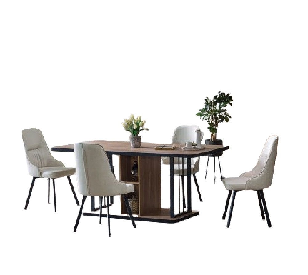 Xlmoebel Esszimmer-Set Esszimmer kollektion 7tlg. Tisch 6x Designer Stühle Holz Sitzgruppe, (7-St., 1x Esstisch + 6x Stühle), Hergestellt in Europa von Xlmoebel