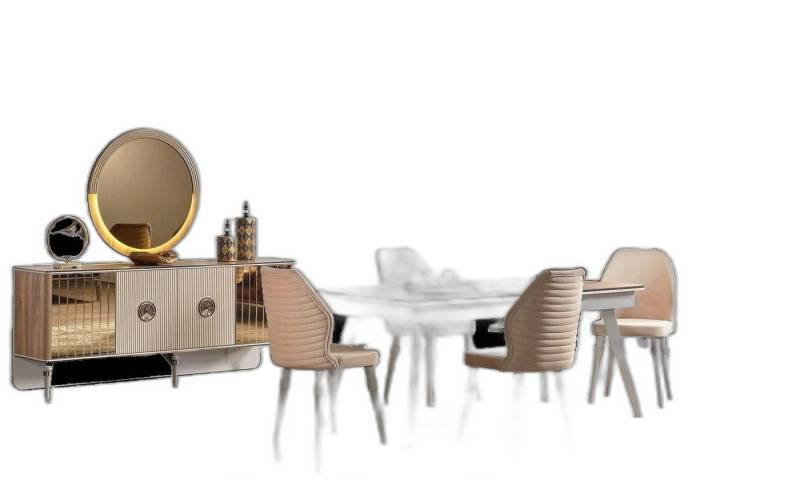 Xlmoebel Esszimmer-Set Esszimmermöbel Set: Tisch + 6 Stühle Modern Holz تصميم, (8-St., 1x Esstisch + 6x Stühle + 1x Sideboard), Hergestellt in Europa von Xlmoebel