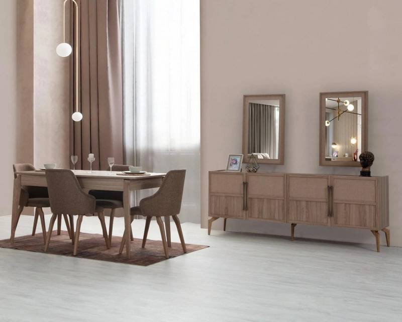 Xlmoebel Esszimmer-Set Hochwertiges Esszimmer Ensemble: Esstisch mit 4 Stühlen und Anrichte, (6tlg.Esszimmer Set(Esstisch+4x Stühle+Anrichte), Hergestellt in Europa von Xlmoebel