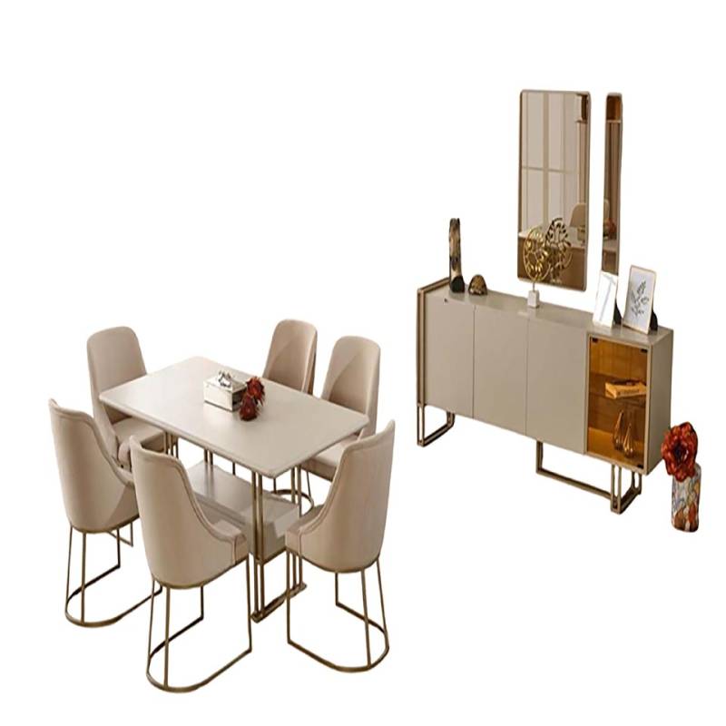 Xlmoebel Esszimmer-Set Hochwertiges Esszimmer-Ensemble: Esstisch mit 6 Stühlen, Sideboard, (11-St., 11tlg. Esszimmer Set (Esstisch + 6x Stühle + Sideboard + 3x Spiegel), Hergestellt in Europa von Xlmoebel
