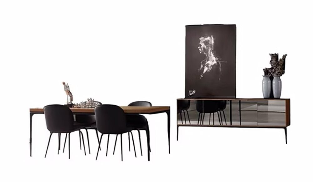 Xlmoebel Esszimmer-Set Hochwertiges Esszimmer-Set mit Tisch, 4 Stühlen, Anrichte, (6tlg. Esszimmer Set (Esstisch + 4x Stuhle + Anrichte), Hergestellt in Europa von Xlmoebel
