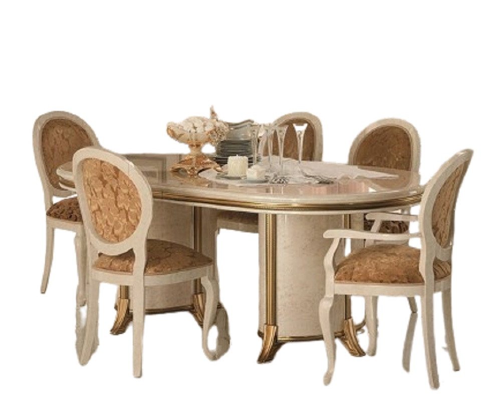 Xlmoebel Essgruppe Italienisches Esszimmer Ensemble Sitzgruppe Tisch Stuhl 7tlg., (7-tlg., Esstisch + 2x Stuhl mit Armlehnen + 4x Stühle ohne Armlehnen), Hergestellt in Europa von Xlmoebel