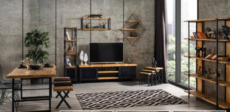 Xlmoebel Esszimmer-Set Komplettes Esszimmer-Set: Tisch, Regal, Schrank & TV-Möbel, (6-St., 4tlg. Esszimmer Set (Esstisch + Wohnwand + Bücherregal 2x), Hergestellt in Europa von Xlmoebel