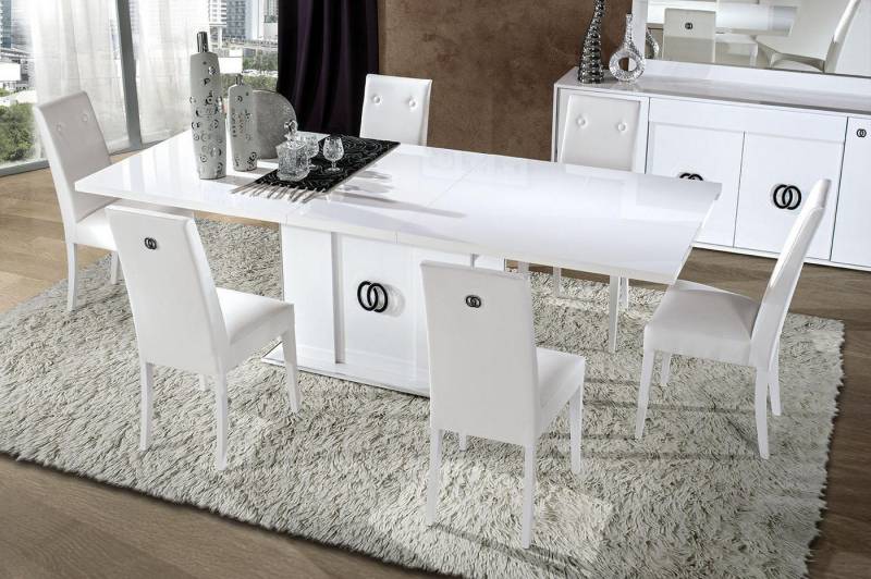 Xlmoebel Esszimmer-Set Komplettset 7-tlg in Weiß: Tisch & 6 Esszimmerstühle, (7-St), Hergestellt in Europa von Xlmoebel