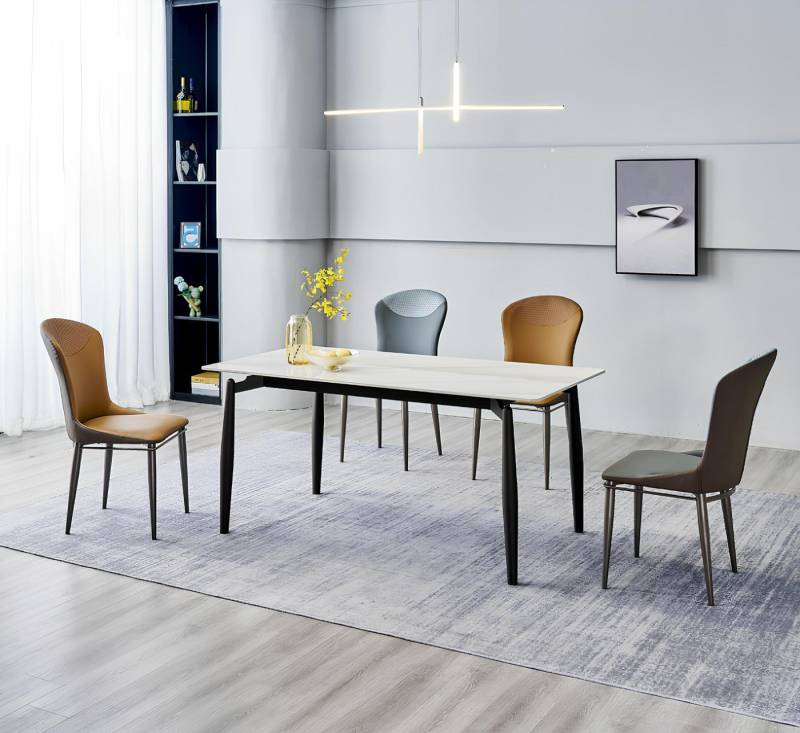 Xlmoebel Esszimmer-Set Modernes Set mit Esstisch und 6 Designer-Textilstühlen, (7-St., 7tlg.Esszimmer Set (Esstisch + 6x Stühle), Hergestellt in Europa von Xlmoebel