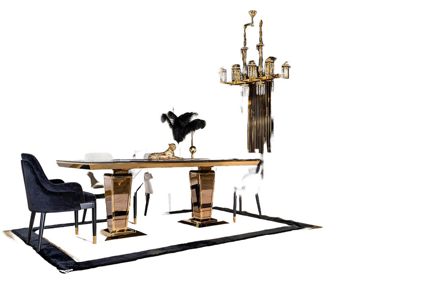Xlmoebel Esszimmer-Set Sechs Stühle Esstisch mit Anrichte Tisch und Stuhl Set 6-teilig, (6-St., 6tlg Esszimmer Set(Tisch + 4X Stühle + Anrichte), Hergestellt in Europa von Xlmoebel