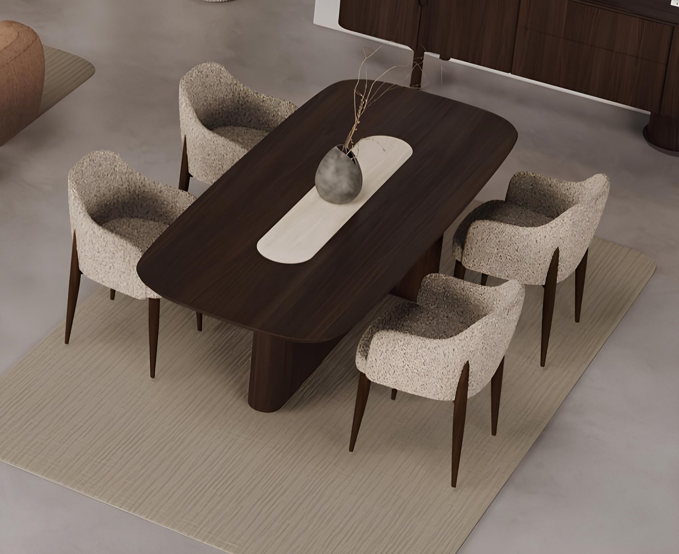 Xlmoebel Esszimmer-Set Stilvoller Braun Esstisch-Set mit 4 Stühlen - Luxuriöses 5-teiliges, (5-St., 5 tlg. Esszimmer Set(Esstisch+4x Stühle), Hergestellt in Europa von Xlmoebel