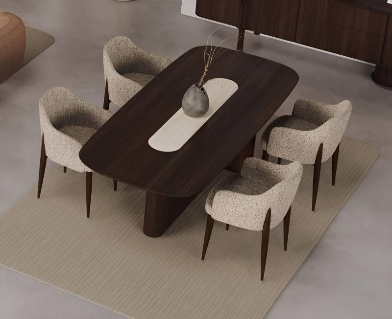 Xlmoebel Essgruppe Stilvoller Braun Esstisch-Set mit 4 Stühlen - Luxuriöses 5-teiliges, (5-tlg., 5 tlg. Esszimmer Set(Esstisch+4x Stühle), Hergestellt in Europa von Xlmoebel