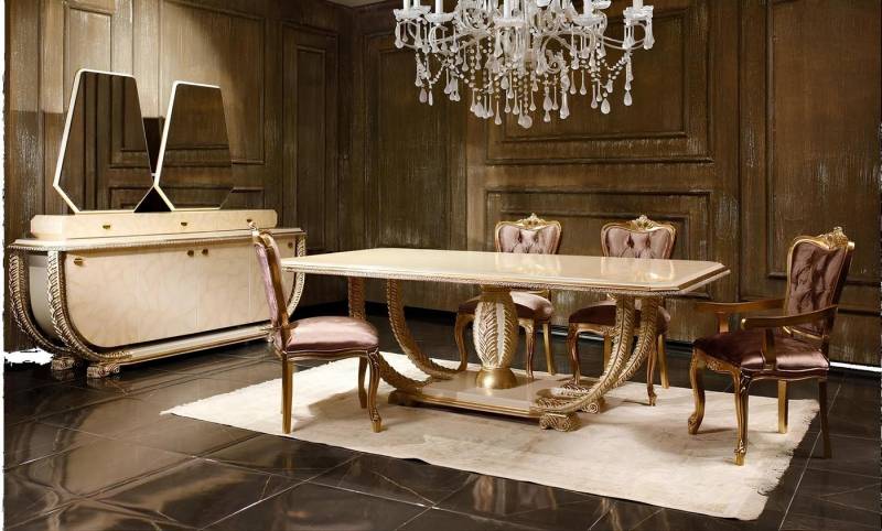 Xlmoebel Esszimmer-Set Traditionelles Esszimmer-Set: Tisch, 4 Stühle & passende Anrichte, (9-St., Essgruppe), Hergestellt in Europa von Xlmoebel