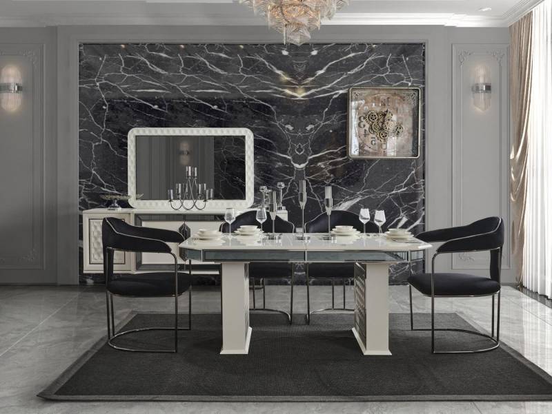 Xlmoebel Esszimmer-Set Vollständiges Esszimmer-Set mit 4 Stühlen, Holztisch und 5-teiliger, (5-St., 5tlg. Esszimmer Set (Esstisch+4x Stühle), Hergestellt in Europa von Xlmoebel