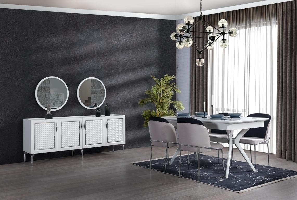 Xlmoebel Esszimmer-Set Vollständiges Set mit Esstisch, 4 Stühlen, Sideboard und 2 Spiegel, (8tlg.Esszimmer Set(Tisch + 4x Stühle + Anrichte + 2x Spiegel), Hergestellt in Europa von Xlmoebel