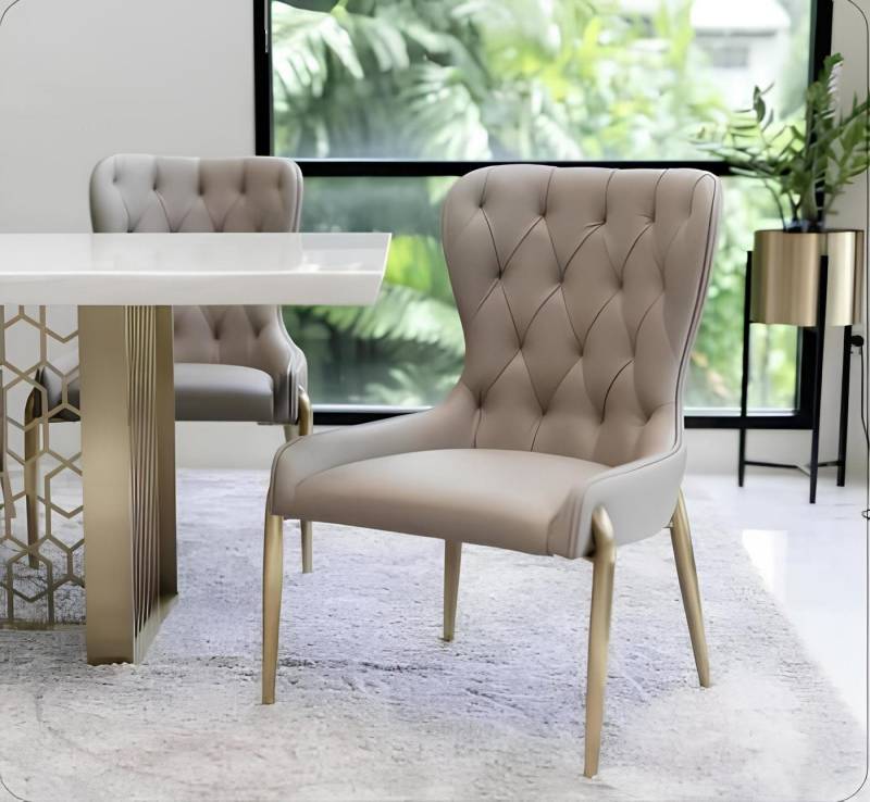 Xlmoebel Esszimmerstuhl Luxuriöser Clubsessel mit Metall-Polsterung im Design-Stil, Hergestellt in Europa von Xlmoebel