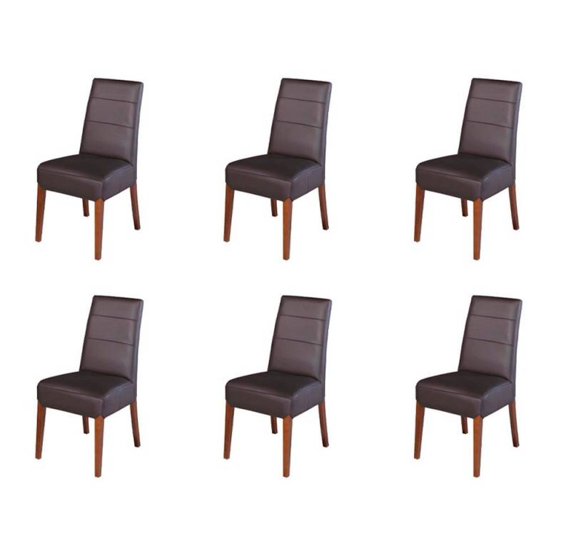 Xlmoebel Esszimmerstuhl Neu - Set mit 6 Massivholz Esszimmerstühlen aus Leder - Designer, Hergestellt in Europa von Xlmoebel
