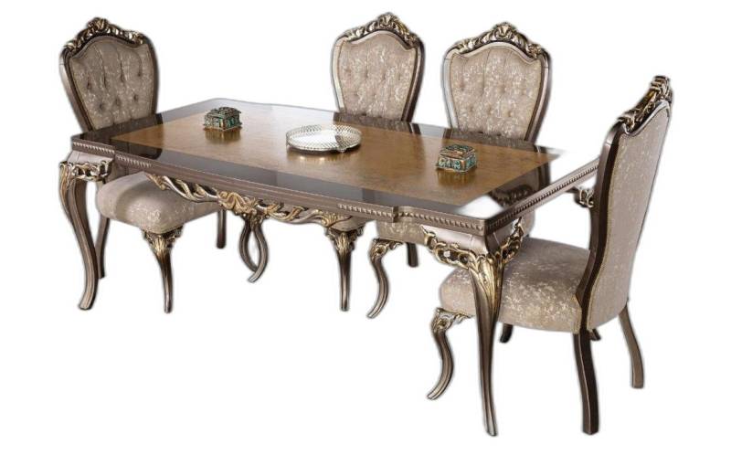 Xlmoebel Esszimmerstuhl Set 4x Lehn Stühle Esszimmerstuhl Holz Luxus Esszimmer Barock (4 St), Hergestellt in Europa von Xlmoebel