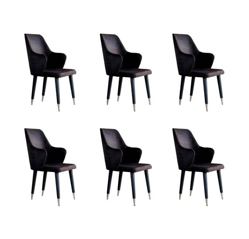 Xlmoebel Esszimmerstuhl Set mit 6 Polsterstühlen in Grau für das Esszimmer von Designer Textil, Hergestellt in Europa von Xlmoebel